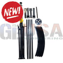 Black metal pipe bending tool kit with yellow handle and circular die for crank-up telescoping rgb megatree system