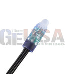 Clear plastic led light module with green circuit board and white leds attached to black wires for voltage pixels p12a by gilbert engineering usa