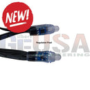 Black cable with transparent blue lit led pixel connectors for 12v 12mm regulated pixels by mattos designs light shows