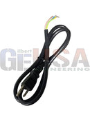Black power cord with exposed multi-colored wires and a two-prong plug made from premium materials and expert craftsmanship