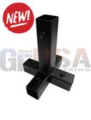 Black metal cross shaped connector with bolted joints for sasquatch megatree base collection holiday support