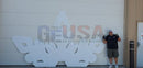White perforated metal crown sculpture flake i by gilbert engineering usa with laser cut design and mini lights