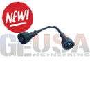 Black plastic pigtail adaptor cable with two 3-pin connectors for hassle-free lighting setup connections