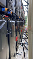 Black rugged gilbert engineering usa outdoor p4 commercial grade cabinet with laser cut ventilation on metal rack system