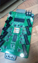 Green printed circuit board with black connectors and white label 5a-75b in gilbert engineering usa commercial grade cabinet