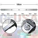 A sleek 100cm g-track permanent holiday lighting strip with metallic finish and five circular led bulbs