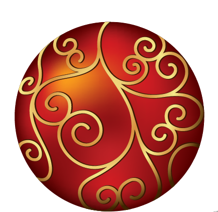 IMPRESSION Rosa Grande - Red Gold Swirls Ornament / Wiring