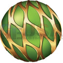 A glossy green spherical ornament with gold leaf pattern mesh overlay from gilbert engineering usa g-skinz for dragonfly