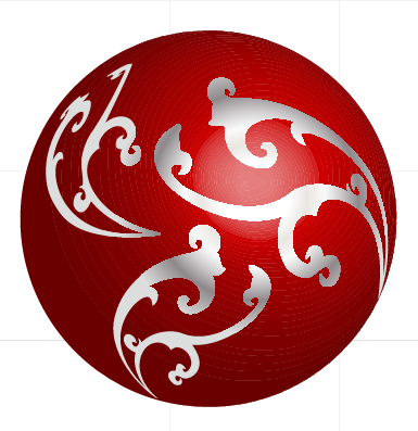 IMPRESSION Rosa Grande - Red Silver Swirls Ornament