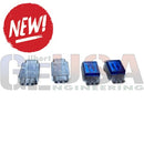 Clear and blue plastic iii-lok gel lok connectors with metallic terminals for secure electrical connections