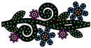 Black decorative hair clip with colorful polka-dotted flowers and swirls for 3-foot winding vine by gilbert engineering usa xlights models