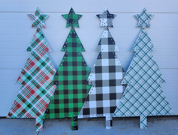 IMPRESSION Xmas Tree - 4 Pack - Set of 4 - 1 of ea Plaid