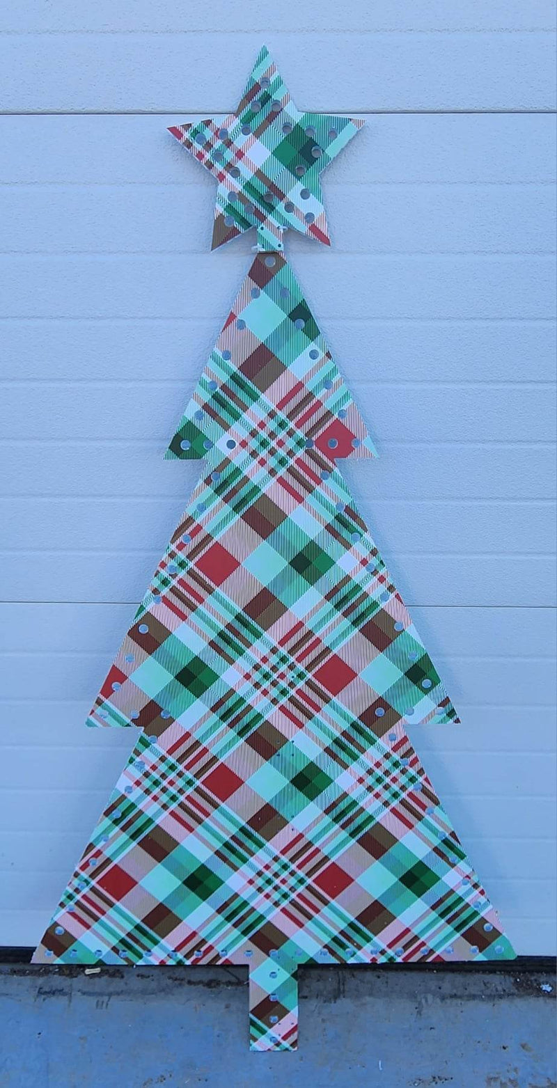 IMPRESSION Xmas Tree - 4 Pack - Red Green Plaid / Pixels -