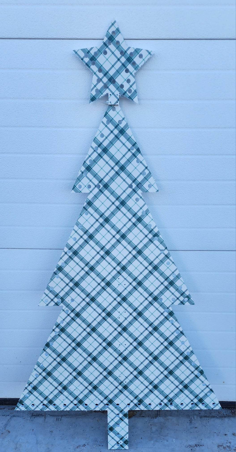 IMPRESSION Xmas Tree - 4 Pack - Green Cream Plaid / Pixels -