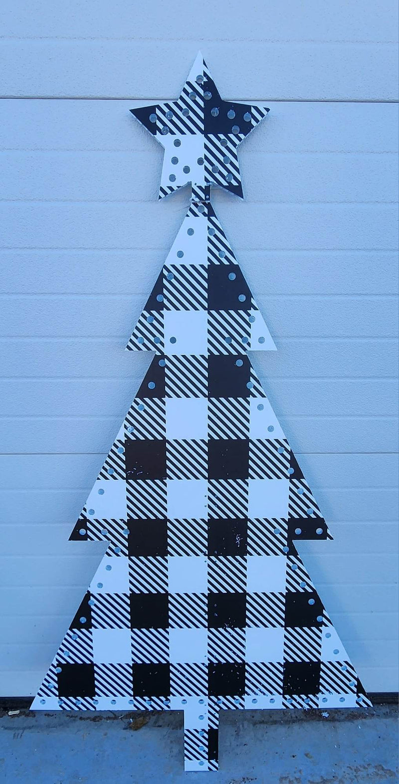 IMPRESSION Xmas Tree - 4 Pack - Black White Plaid / Pixels -