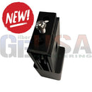 Black plastic Sasquatch MegaTree pulley cap cover with silver star bolt for securing tree topper easily