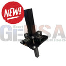 Black metal post anchor with square base and vertical support from sasquatch megatree base for holiday megatrees