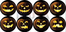 Eight glowing orange jack o lantern faces laser cut by gilbert engineering usa for g skinz node small spinners