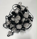 A tangled string of clear faceted glass pixabulb strings with black connectors wiring dc12v from gilbert engineering usa