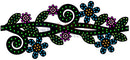 Black floral headband with green polka dots and blue pink purple flowers from gilbert engineering usa 4-foot winding vine