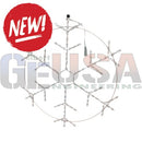 Silver metallic snowflake decorative light fixture with circular frame and branching arms for colorful holiday glow