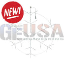 Silver metallic snowflake rgb decor antenna array with central mount and multiple arms for 360° holiday glow