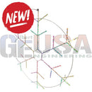 Multicolored wireframe rgb decor snowflake with circular design illuminating holidays with 360 degree glow
