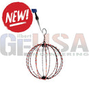 Black and red wireframe spherical rgb decor light ball with blue handle to brighten your holiday display