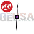 Black square evo mag mount led light with purple center and magnetic mounting attached to black cable
