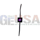 Black square evo permanent mount pixels led light with purple center attached to black cable with 3m adhesive