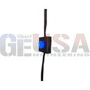 Black rectangular push-button switch with bright blue lens on cable for evo permanent mount pixels ip67 waterproof