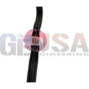 Pink translucent plastic cable tie securing black braided cord for evo mini pixels high-density durable led lights