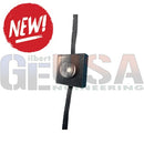 Black rectangular evo mag mount connector with circular metal terminal and attached black cable for 12v rgb leds