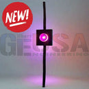 Black pedestrian signal with glowing pink light featuring evo mag mount 12v rgb leds magnetic mounting ip67 rated