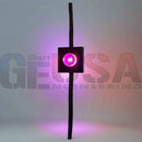Black pedestrian crossing signal with glowing pink light featuring evo permanent mount pixels with 3m adhesive