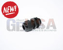 Black metal cable gland with threaded collar and hex nut from mattos designs waterproof enclosure accessories kit
