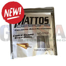 Gold-colored metal step drill bit in silver foil package from mattos designs enclosure build accessories set