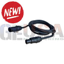 Black coiled phoenix ray 8ft powercon true1 jumper cable with two male xlr connectors and true1 top protection