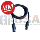 Black coiled phoenix ray 8ft powercon true1 jumper cable with two plastic connectors and true1 top protection