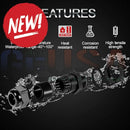 Black metallic industrial waterproof cable gland with threaded ends and hex nut for durable outdoor use by mattos designs
