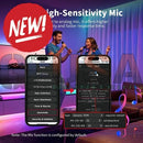 Black smartphone showing audio settings for ready to run wled xlights controller dig quad with schedule support and lighting effects