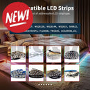 Flexible led strips in black white blue and silver paired with gledopto elite 6-channel wled controller with ethernet wifi