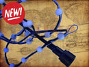 Blue led string lights with white spherical bulbs and black plug from collective kraken flex system for rgb holiday lighting