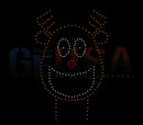 A festive reindeer face made of sparkling rhinestones with white and red accents on black from hattitude quartet spinner singing by gilbert engineering usa