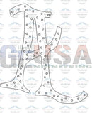 A metallic letter a with decorative dotted outline in halloween font alphabet featuring a 62 node design