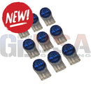 Blue and clear plastic gel filled wire connectors from mattos designs for reliable moisture-resistant connections
