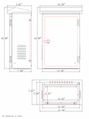 Metallic gray heavy-duty large outdoor controller enclosure with hinged door ventilation slits and wall mount nema box design