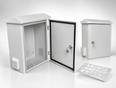 White metal heavy-duty large outdoor controller enclosure with hinged door and key lock wall mount nema box light gray acrylonitrile butadiene