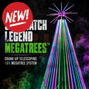 Rgb-lit crank-up telescoping sasquatch legend megatree with star top and vibrant multi-colored led lights