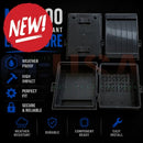 Black md1500 weather resistant enclosure with rugged durable design and reinforced corners for holiday lighting components